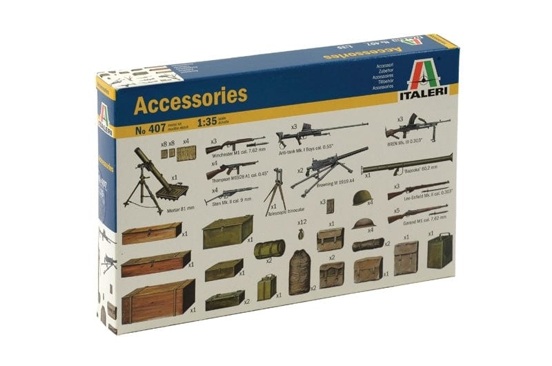 Italeri 1/35 Wwii Allied Guns & Accessories Model Kit Italeri PLASTIC MODELS