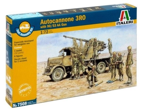Italeri 1/72 Autocannon 3Ro With 90/53 Aa Gun (2 Fast Assembly Plastic Models) Plastic Model Kit Italeri PLASTIC MODELS