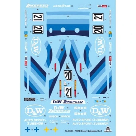 Italeri 3664 1/24 Ford Escort Zakspeed GR 2 Plastic Model Kit - Hobbytech Toys