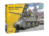 Italeri 6568S 1/35 M2A1 Sherman Tank With U.S. Infantry Plastic Model Kit Italeri PLASTIC MODELS