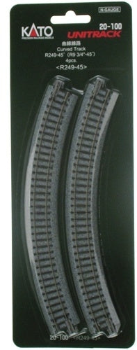 Kato 20100 N 249mm 9-3/4in Radius Curve 45-Degree (4) Kato TRAINS - N SCALE