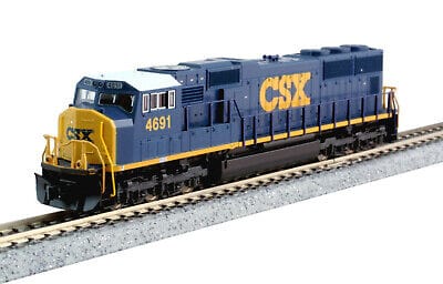 Kato N EMD SD70M with Standard Flat Radiators - DCC - CSX 4691 (blue, yellow, white) - Hobbytech Toys