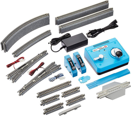 Kato N M2 Basic Oval and Passing Track Set with Power Pack - Unitrack - 79-1/2 x 29-9/16"  201.9 x 75.1cm Oval, 12-3/8 Radius Curves - Hobbytech Toys
