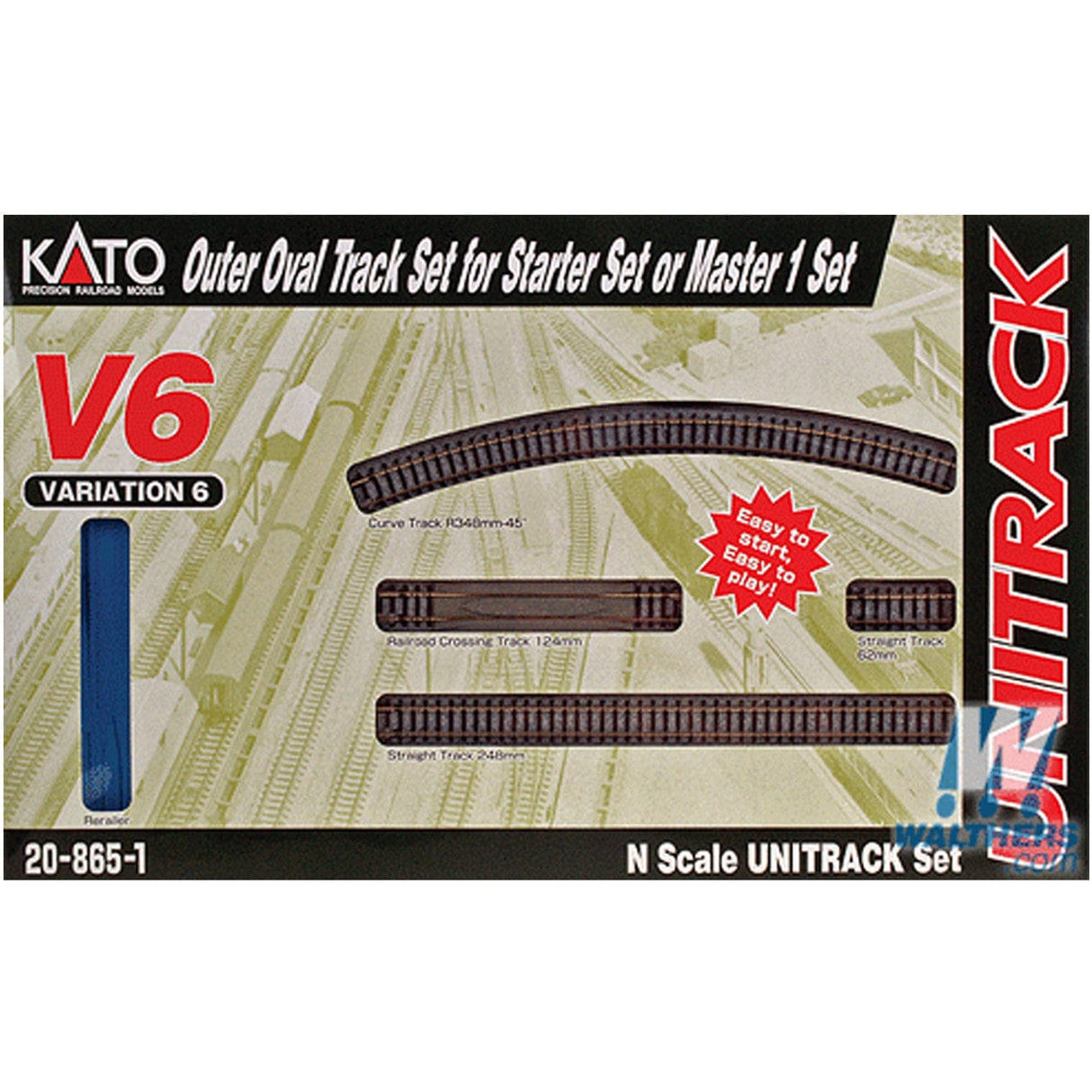 Kato N V6 Outer Oval Track Set - Unitrack - Full Oval with 13-3/4" 348mm Radius Curves - Hobbytech Toys