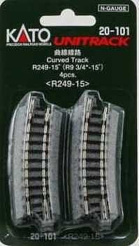 Kato Unitrack N 9-3/4in Radius Curved Track 15Deg (4) Kato TRAINS - N SCALE