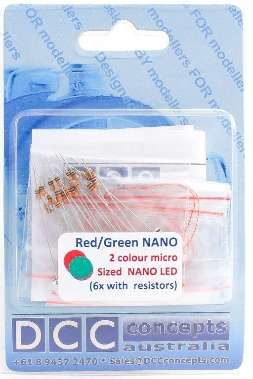 DCC Concepts LED Nanolight (W/Resistors) Red/Green (6) DCC Concepts TRAINS - DCC