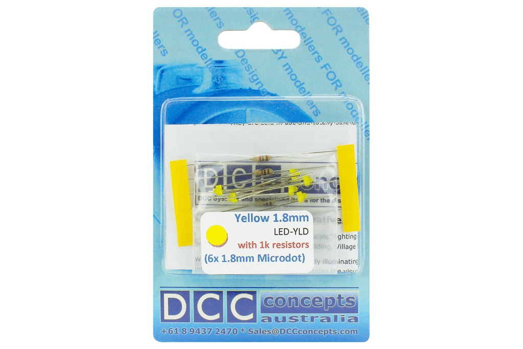 DCC Concepts LED Panel Dot Type 1.8mm (W/Resistors) Yellow (6) DCC Concepts TRAINS - DCC