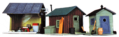 Life-Like HO Trackside Shanties - Kit - 3 Different Shacks - Hobbytech Toys