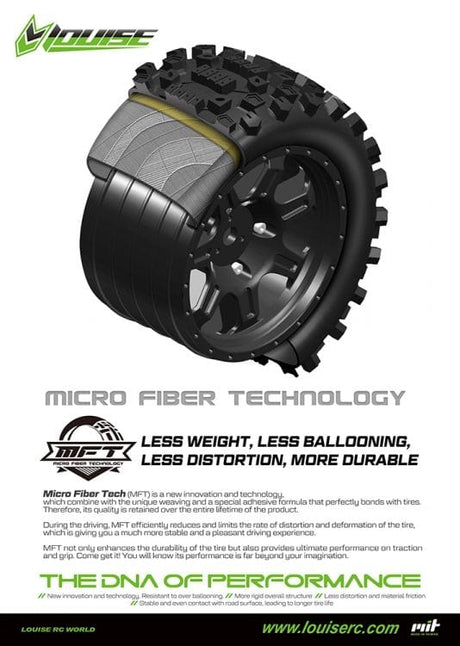 Louise 3296B X-Pioneer Rim & Tyre X-MAXX 24mm Hex Pre-Mounted (2) Louise RC RC CARS - PARTS