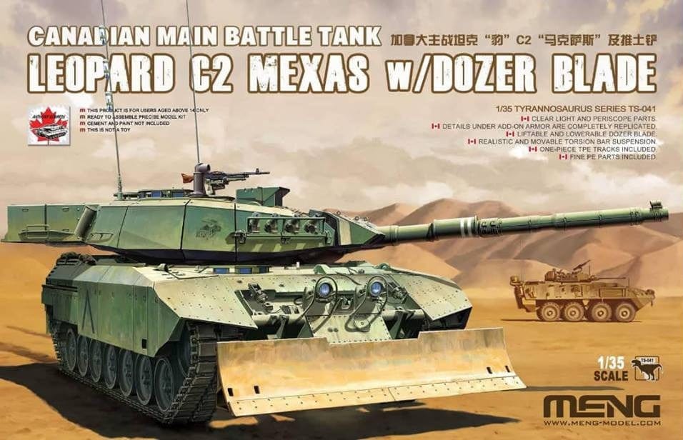 Meng 1/35 Canadian Main Battle Tank Leopard C2 MEXAS w/Dozer Blade Plastic Model Kit - Hobbytech Toys
