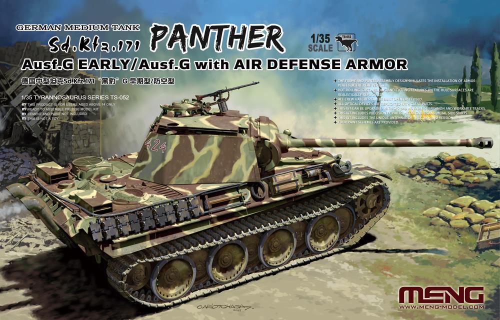 Meng 1/35 German Medium Tank Sd.Kfz.171 Panther Ausf.G Early/Ausf.G w/ Air Defense Armor Model Kit - Hobbytech Toys