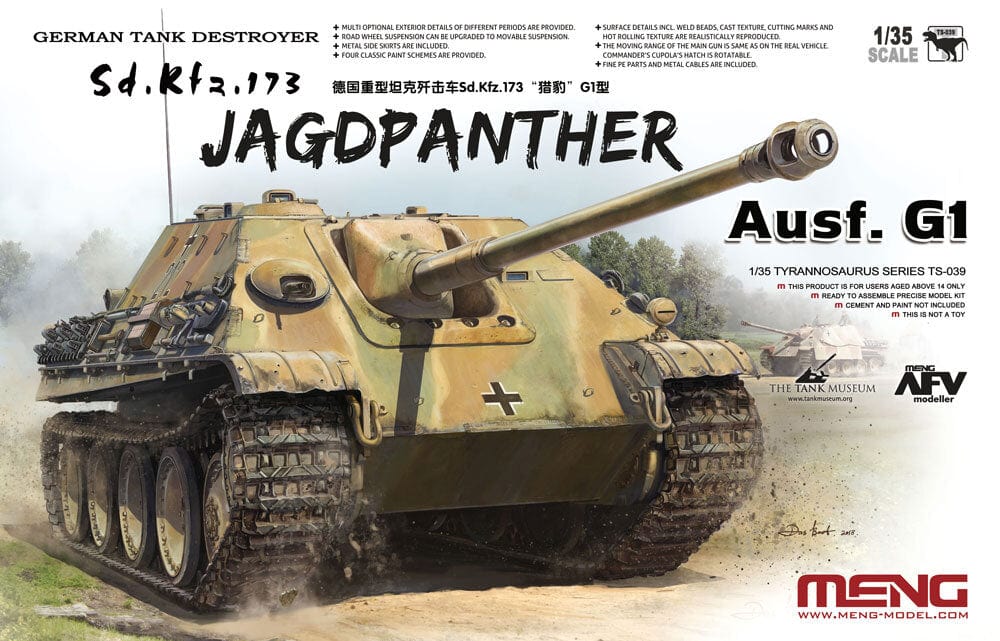 Meng 1/35 German Tank Destroyer Sd.Kfz.173 Jagdpanther Ausf. G1 Plastic Model Kit - Hobbytech Toys