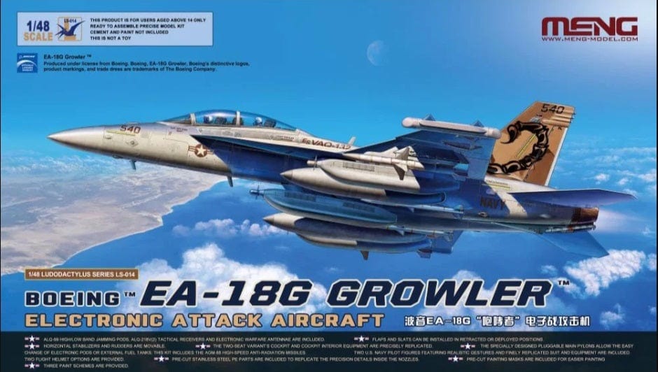 Meng 1/48 Boeing EA-18G Growler Electronic Attack Aircraft Plastic Model Kit - Hobbytech Toys