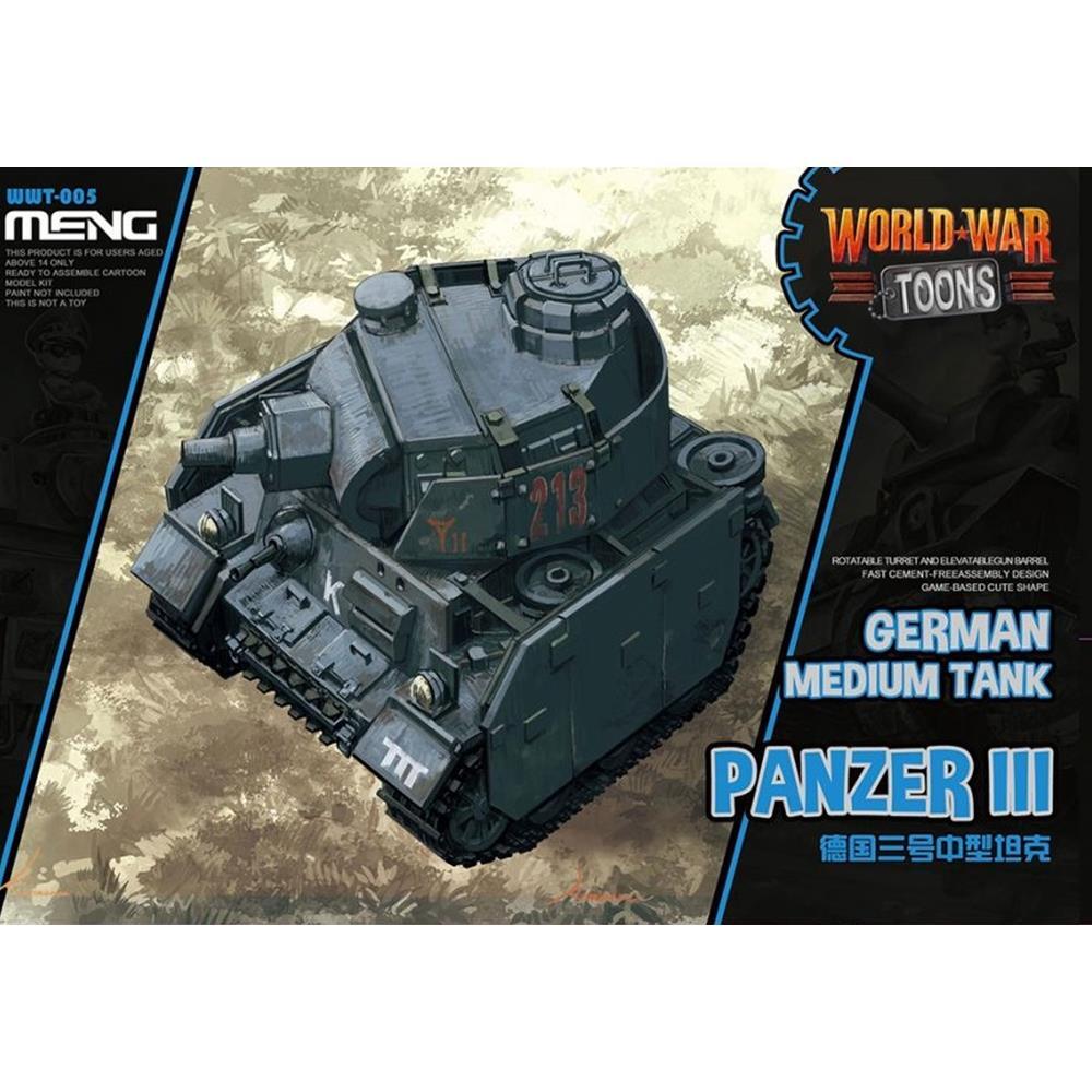 Meng German Medium Tank Panzer III (Cartoon Model) Plastic Model Kit - Hobbytech Toys