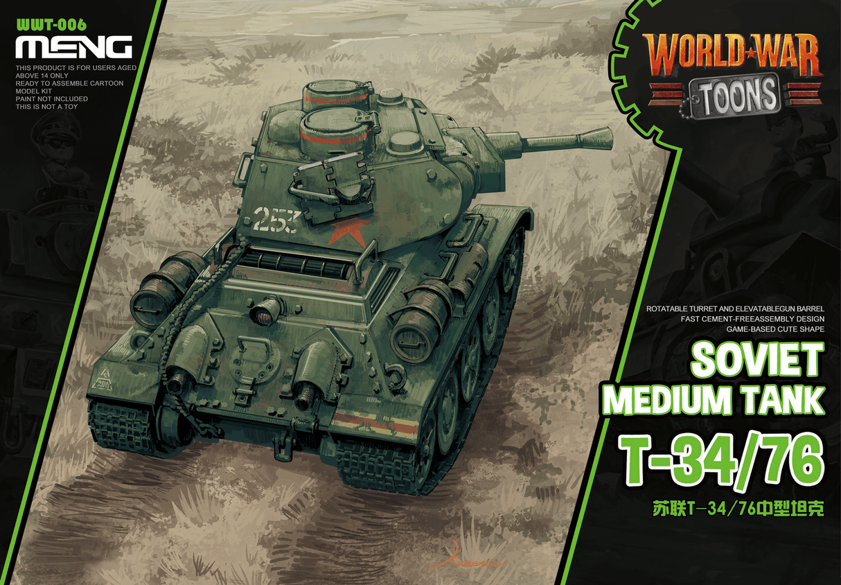 Meng Soviet Medium Tank T-34/76(Cartoon Model) Plastic Model Kit - Hobbytech Toys