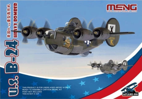 Meng U.S. B-24 Heavy Bomber (Cartoon Model) Plastic Model Kit - Hobbytech Toys