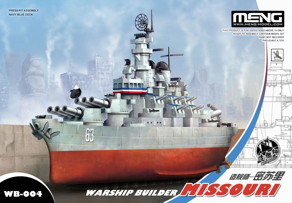Meng Warship Builder Missouri (Cartoon Model) Plastic Model Kit - Hobbytech Toys