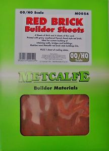 Metcalfe M0054 OO/HO Brick Sheets Red (8) Metcalfe TRAINS - HO/OO SCALE