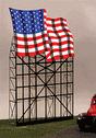 Micro Structures Waving American Flag Animated Neon Billboard - 5 x 7-21/32" - Hobbytech Toys