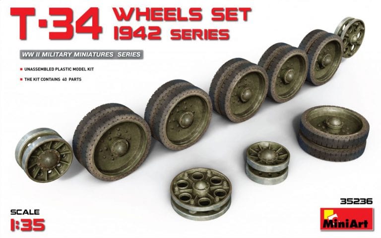Miniart 35236 1/35 T-34 Wheels Set 1942 Series Plastic Model Kit Miniart PLASTIC MODELS