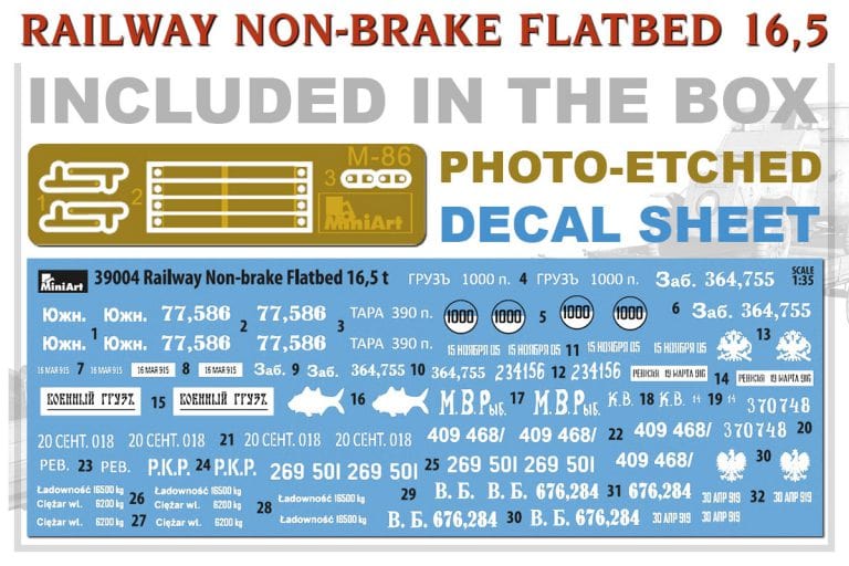 Miniart 39004 1/35 Railway Non-brake Flatbed 16.5t Plastic Model Kit Miniart PLASTIC MODELS