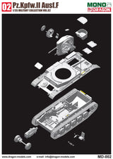 Mono X Dragon 1/35 Panzerkampfwagen II Ausf. F Plastic Model Kit - Hobbytech Toys