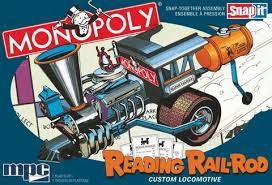 MPC 1/25 Monopoly Reading Rail Rod Custom Locomotive (SNAP) Plastic Model Kit - Hobbytech Toys