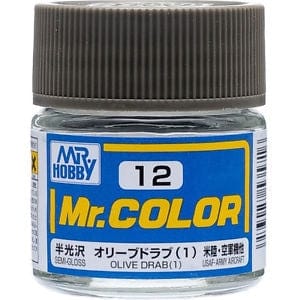 Mr Color 12 Semi Gloss Olive Drab 1 10ml Mr Hobby PAINT, BRUSHES & SUPPLIES