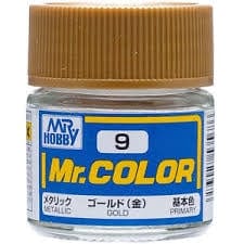 Mr Color 9 Metallic Gold 10ml Mr Hobby PAINT, BRUSHES & SUPPLIES