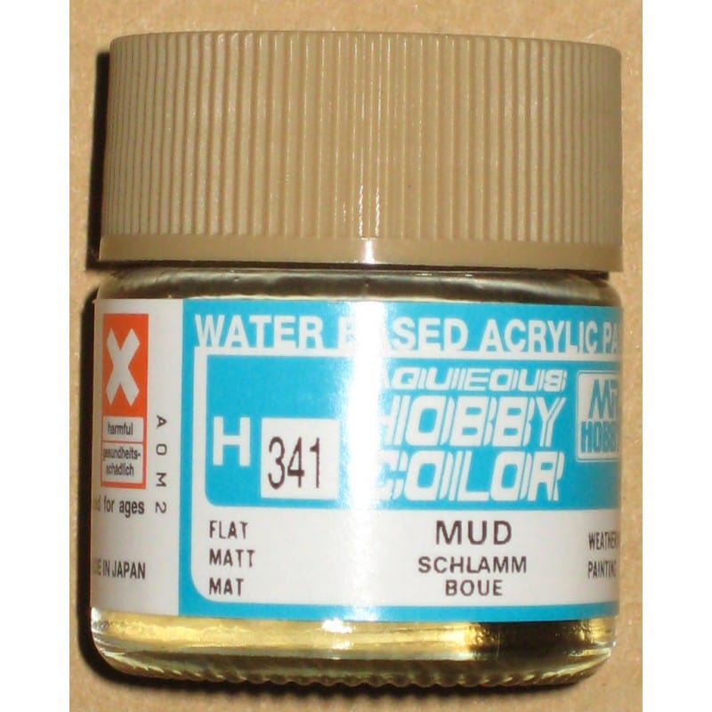 Mr Hobby Aqueous 341 Flat Mud 10ml Mr Hobby PAINT, BRUSHES & SUPPLIES