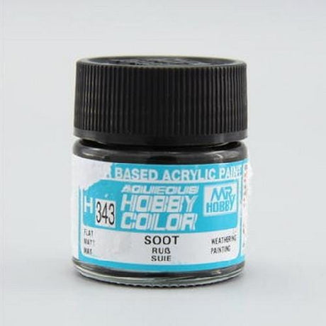 Mr Hobby Aqueous 343 Flat Soot 10ml Mr Hobby PAINT, BRUSHES & SUPPLIES