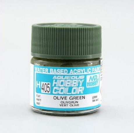 Mr Hobby Aqueous 405 Flat Olive Green 10ml Mr Hobby PAINT, BRUSHES & SUPPLIES