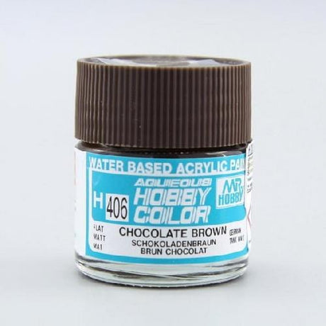 Mr Hobby Aqueous 406 Flat Chocolate Brown 10ml Mr Hobby PAINT, BRUSHES & SUPPLIES