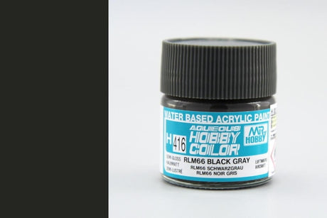 Mr Hobby Aqueous 416 Semi Gloss Rlm66 Black Grey 10ml Mr Hobby PAINT, BRUSHES & SUPPLIES