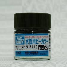 Mr Hobby Aqueous 52 Semi Gloss Olive Drab 10ml Mr Hobby PAINT, BRUSHES & SUPPLIES