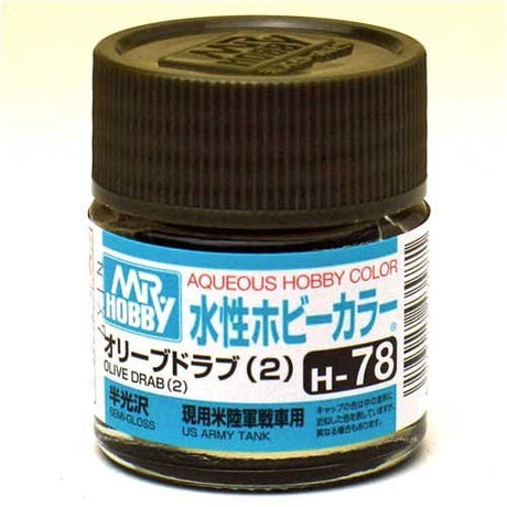 Mr Hobby Aqueous 78 Semi Gloss Olive Drab 10ml Mr Hobby PAINT, BRUSHES & SUPPLIES