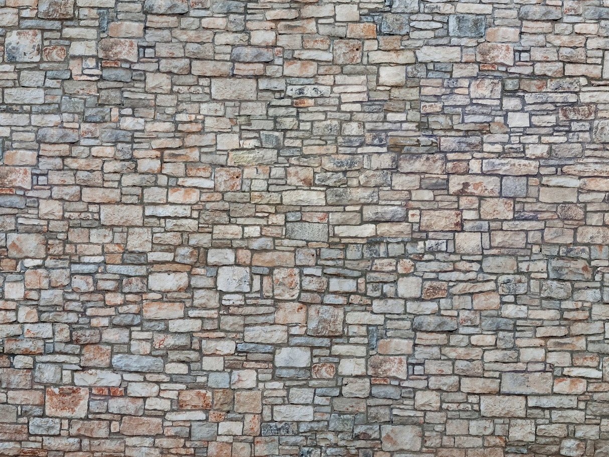 Noch 56640 HO 3D Cardboard Sheet 25x12.5cm Quarrystone Wall Multi Coloured - Hobbytech Toys