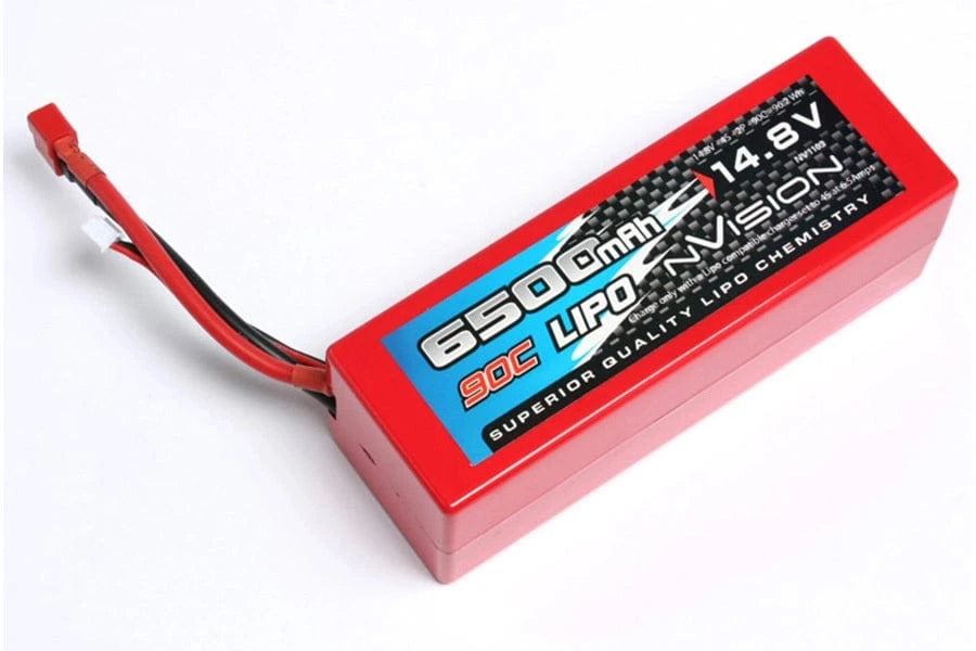 High-capacity 6500mAh 4S 14.8V Lipo battery with 90C discharge rate, housed in a durable hardcase with Deans connector, ideal for RC enthusiasts.