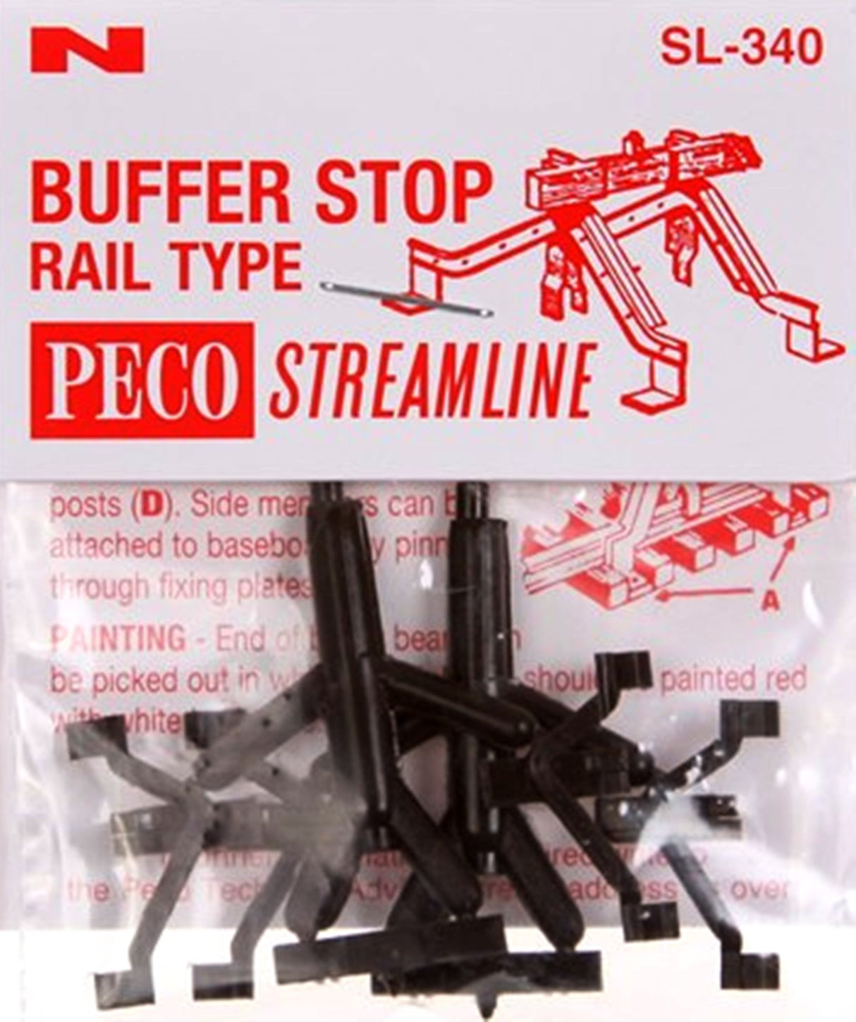 Peco SL-340 N Rail Buffer Stop Kit Peco TRAINS - N SCALE