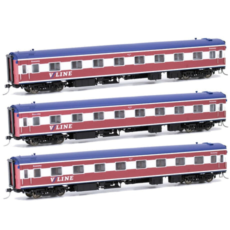 Powerline PCCP-8 217BS/218BS/219BS V/Line Pass Corp Heritage Livery (3pcs) Powerline TRAINS - HO/OO SCALE