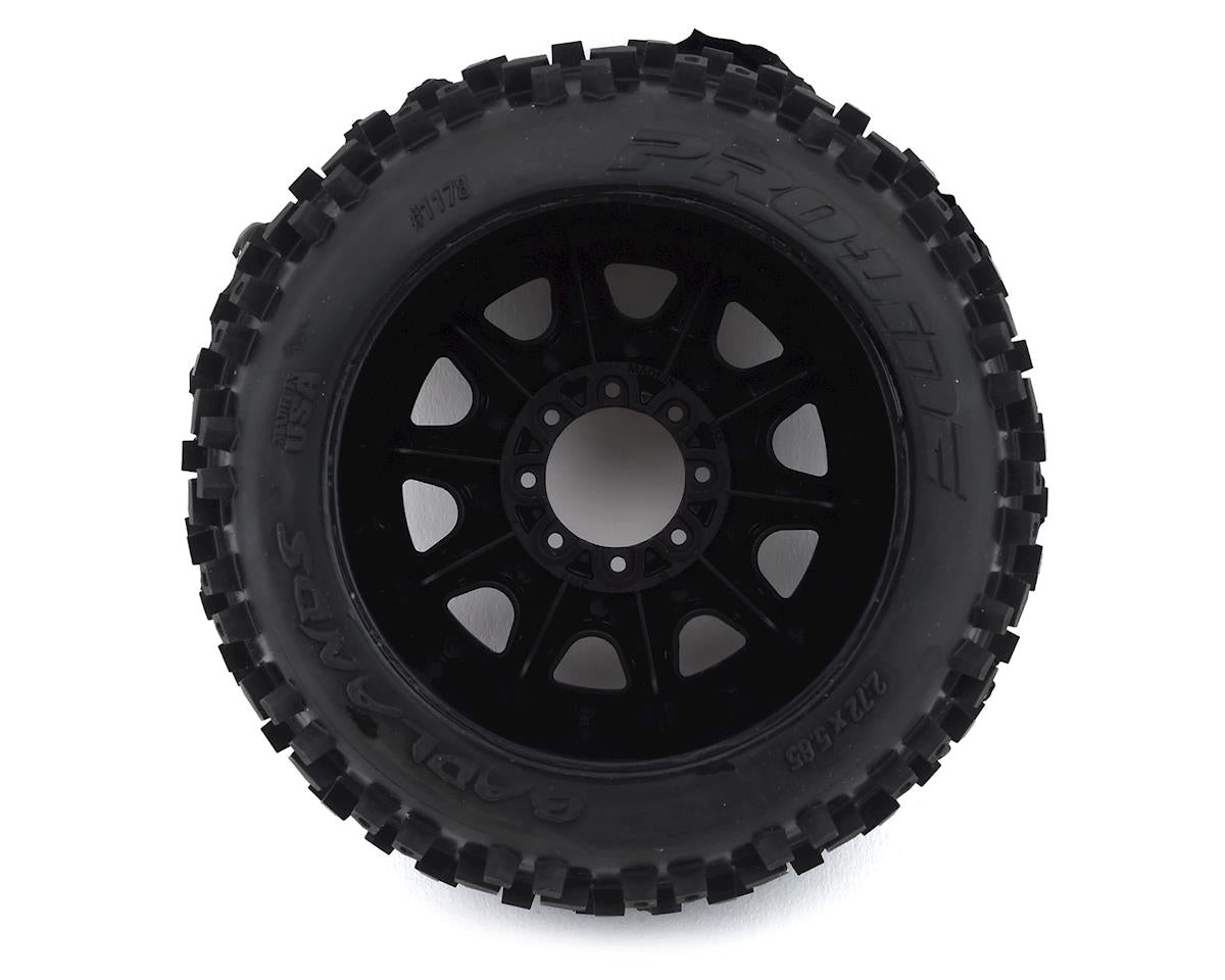 Proline Badlands 3.8in Tyres Mounted on Raid 8x32 17mm MT Wheels, F/R, PR1178-10 - Hobbytech Toys