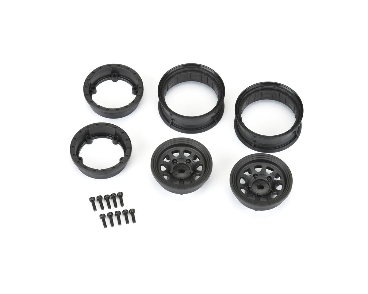 Proline Keystone 1.55in Black Rock Crawler Wheels, F/R, PR2797-03 - Hobbytech Toys