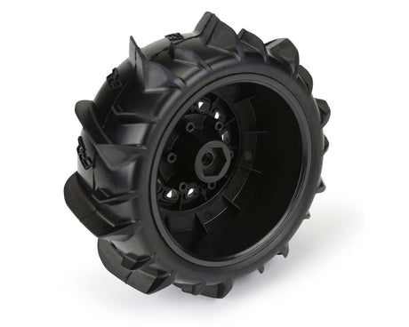 Proline Dumont Paddle SC 2.2in/3.0in Tyres Mounted on Raid Black Wheels, F/R, PR10185-10 - Hobbytech Toys