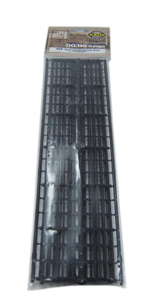 Ratio OO 4 Bar Wood Lineside Fencing Black Peco TRAINS - HO/OO SCALE