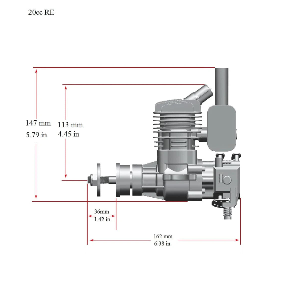 RCGF STINGER 20cc Rear Exhaust 2 Stroke Gasoline Engine - Hobbytech Toys