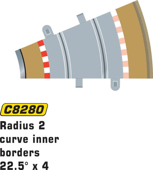 Scalextric C8280 Radius 2 Curve Inner Borders (4) Scalextric SLOT CARS