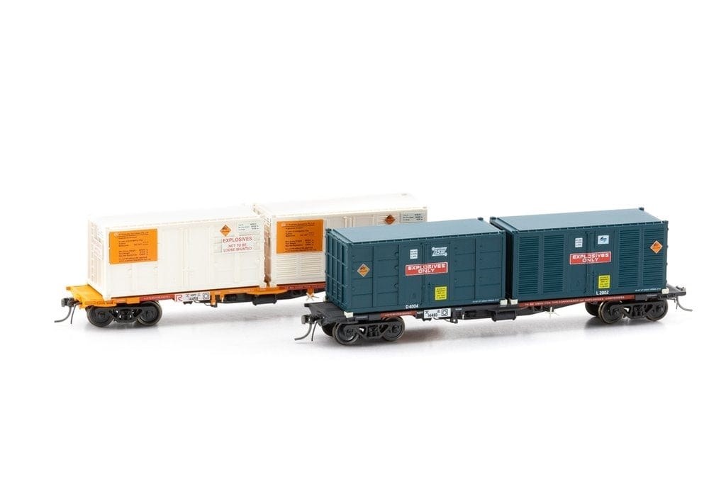 Sds HO Nspf Container Wagons Orange With Explosives Containers Pack B (2) SDS Models TRAINS - HO/OO SCALE