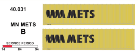 SDS Jumbo Container 40ft MM METS Pack B (2 Pack) SDS Models TRAINS - HO/OO SCALE