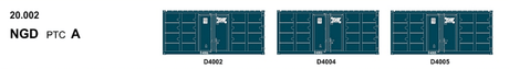 SDS Models 20ft Foot Containers Triple Packs NGD A - PTC - Hobbytech Toys