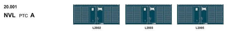SDS Models 20ft Foot Containers Triple Packs NVL A - PTC - Hobbytech Toys